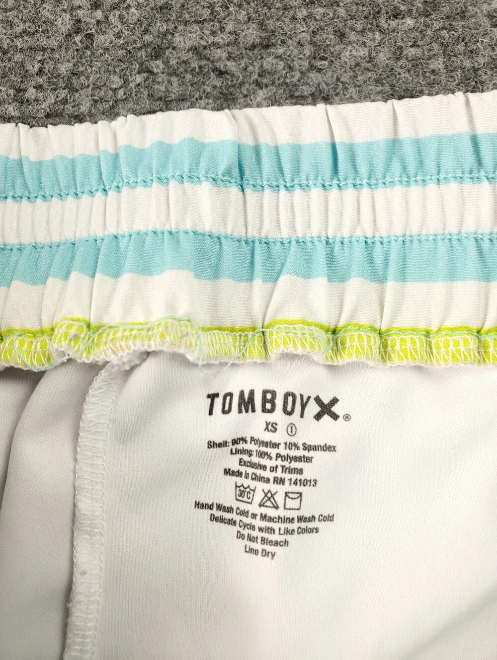 TomboyX Swim 7 Inch Shorts Size XS Unisex Mid Rise Spandex Rainbow Pride Stripe